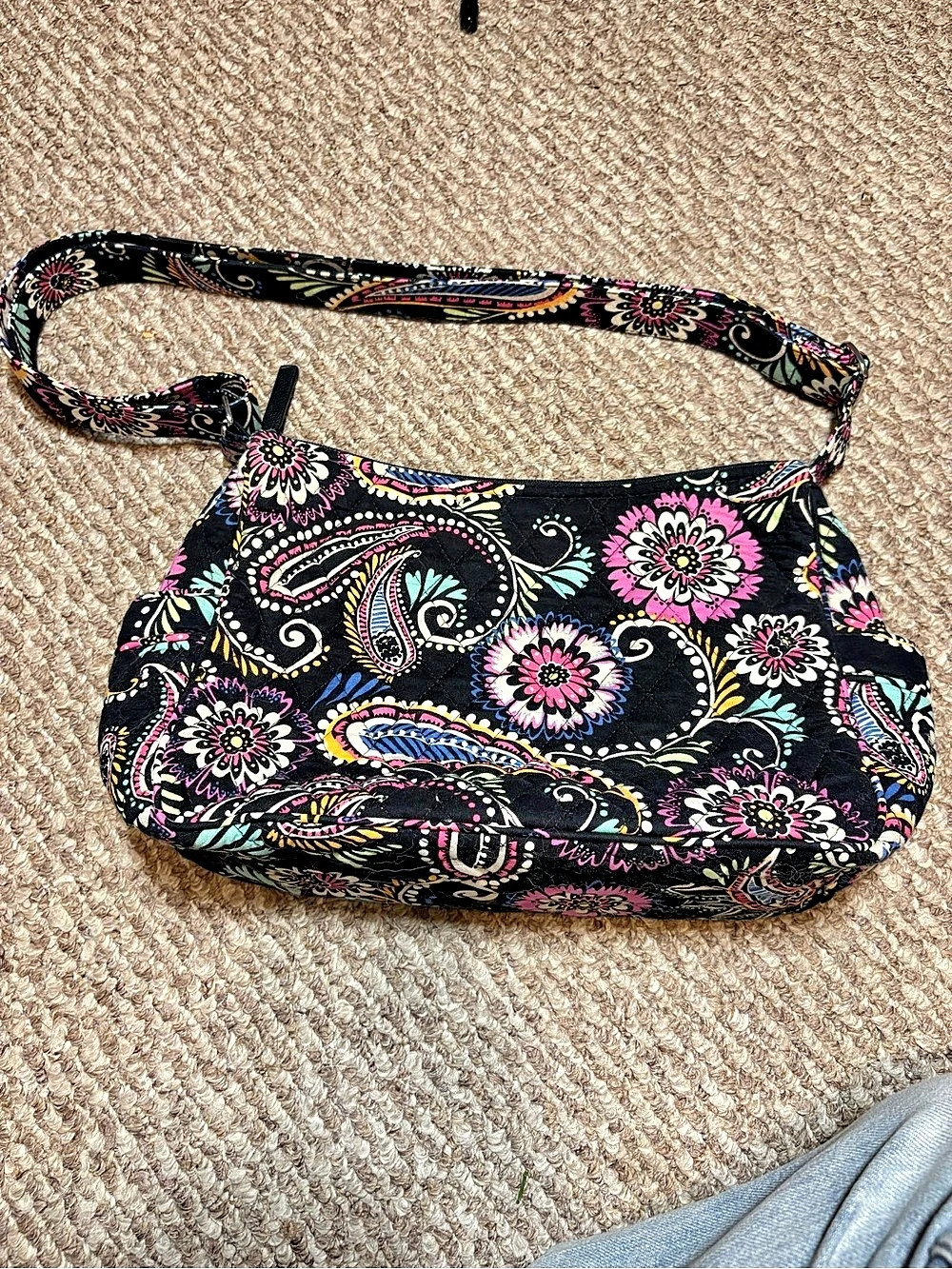 Vera Bradley “Bandana Swirl” Paisley Shoulder Bag Black & Pink